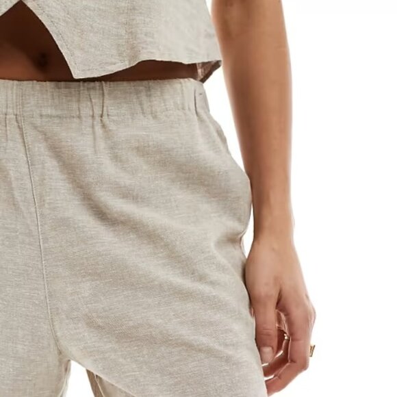 NWT Monki Co-ord Linen Wide Leg Trousers - Picture 6 of 7